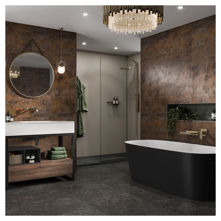 Multipanel Corten Elements bathroom wall panels, Linda Barker Collection